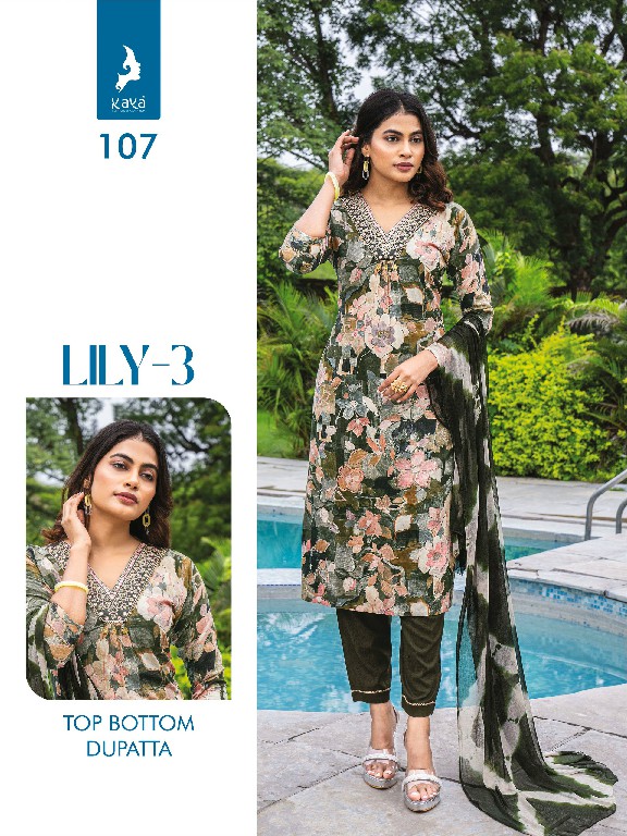 Kaya Lily Vol-3 Wholesale 3 Piece Straight Cut V Neck Concept Salwar Suits