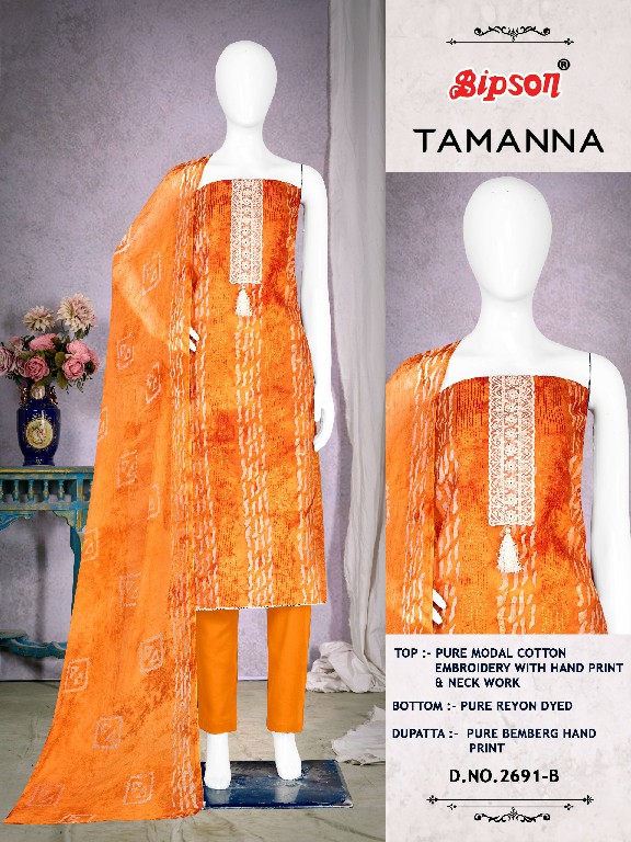 tamanna 2691 by bipson fashion hand print cotton ladies suits