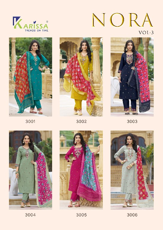 Karissa Nora Vol-3 Wholesale Top Pant With Dupatta Catalog