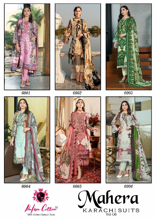 NAFISA COTTON MAHERA KARACHI SUITS VOL 6 FANCY PAKISTANI PRINTED UNSTITCH SUIT