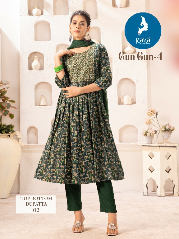 Kaya Gun Gun Vol-4 Wholesale 3 Piece Nayra Cut Work Concept Suits