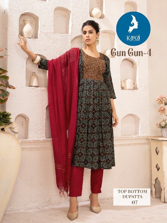 Kaya Gun Gun Vol-4 Wholesale 3 Piece Nayra Cut Work Concept Suits