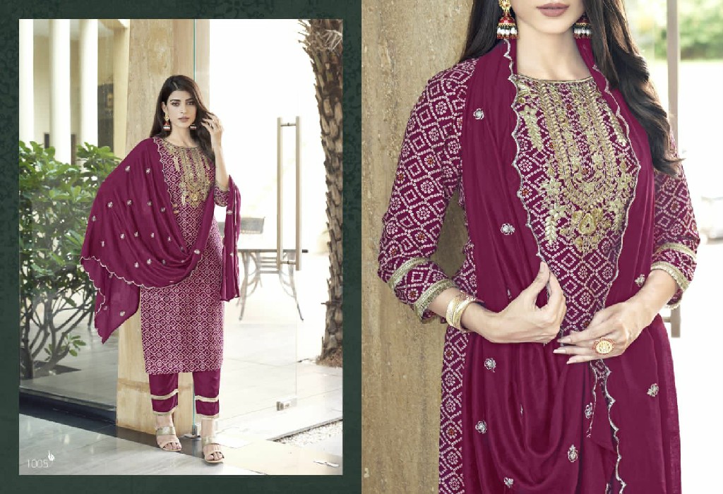 Sweety Slice Wholesale Fancy Chinon Silk Kurti With Pant And Dupatta