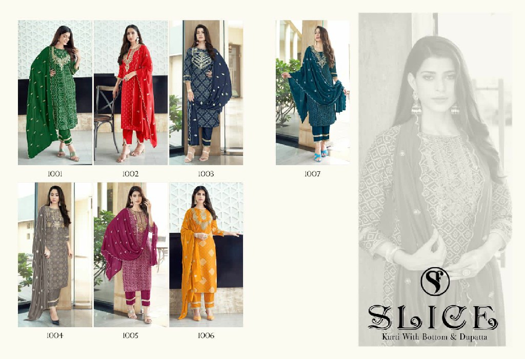 Sweety Slice Wholesale Fancy Chinon Silk Kurti With Pant And Dupatta