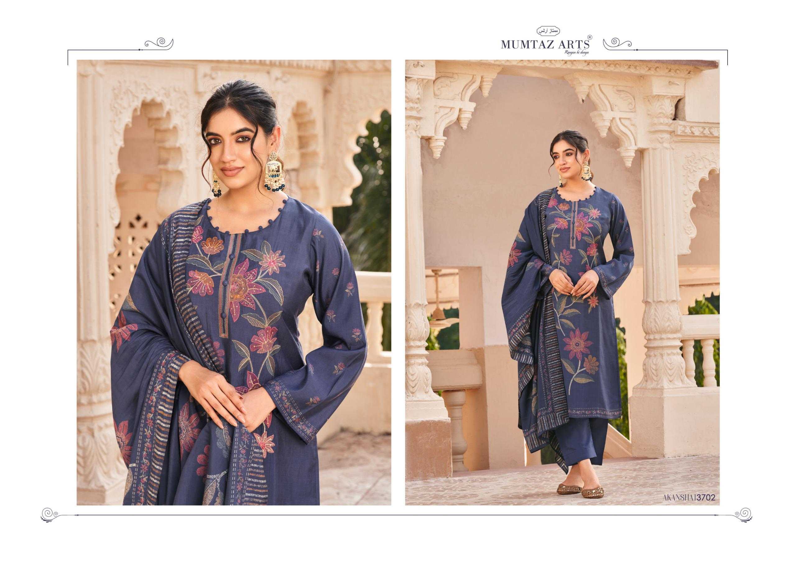 akansha by mumtaz arts viscose muslin pakistani print suits