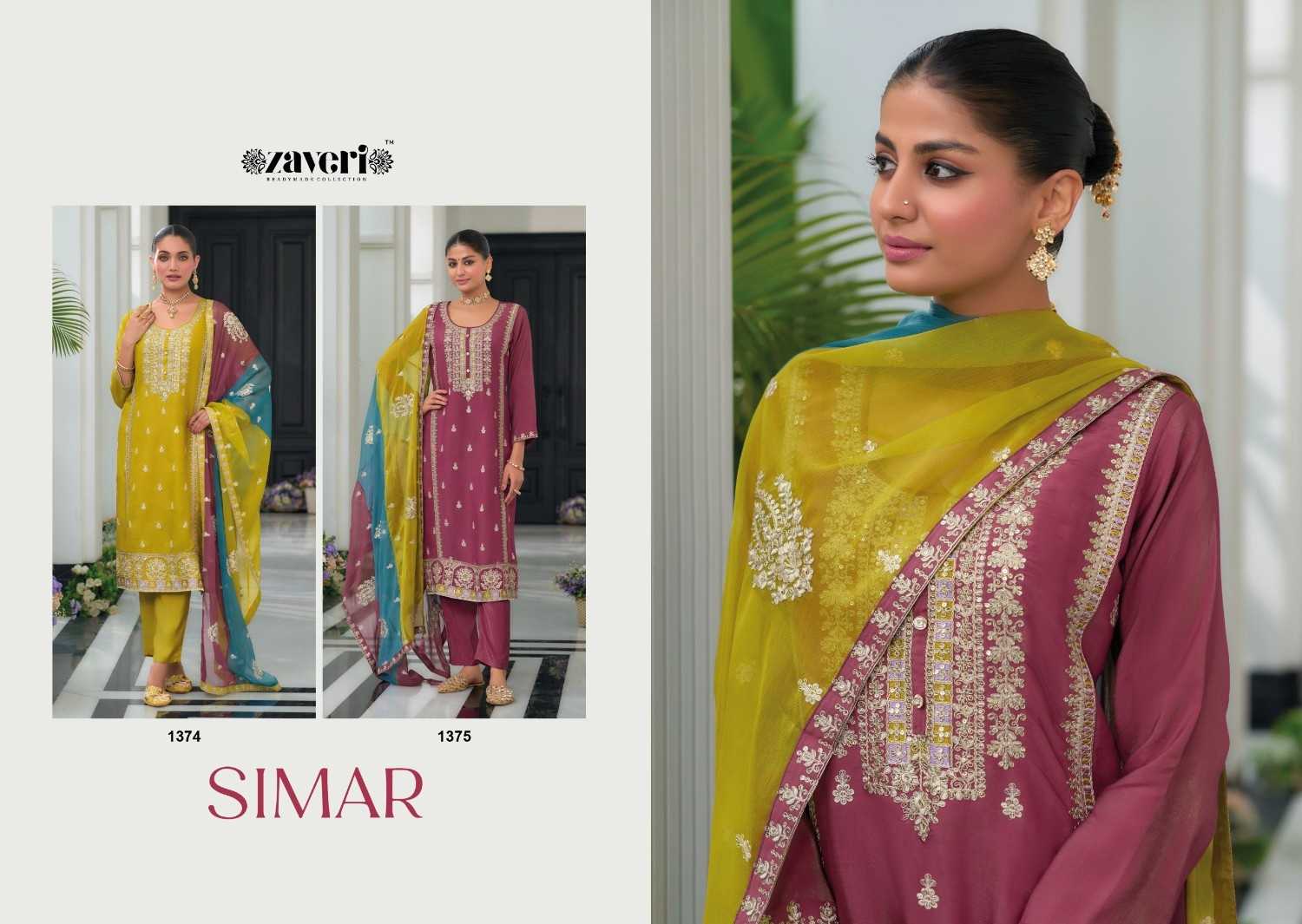 zaveri simar readymade simmer embroidery work classic pakistani 3pcs dress