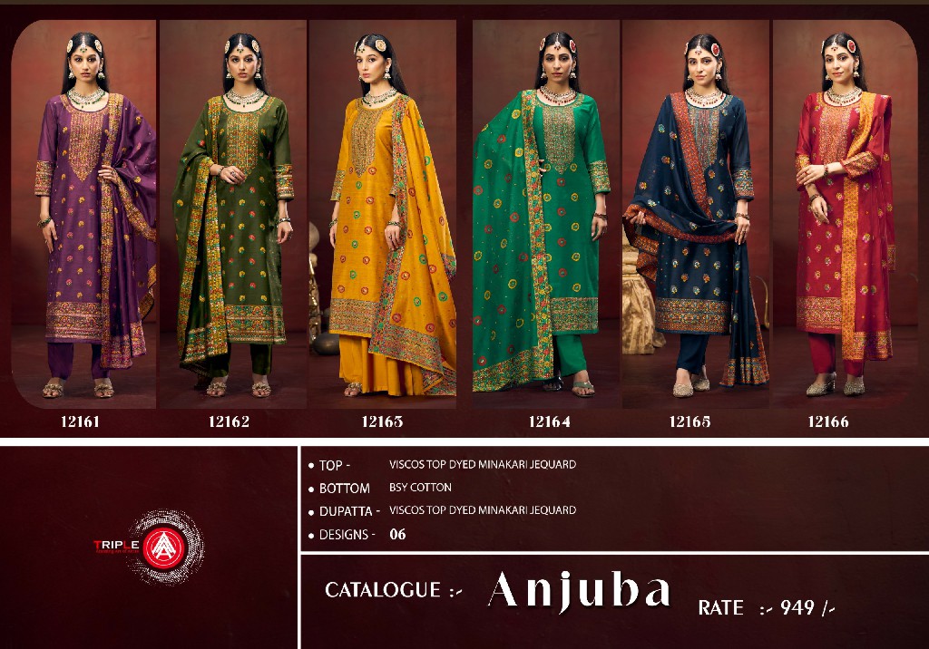 Triple AAA Anjuba Wholesale Viscose Top MInakari Jacquard Dress Material