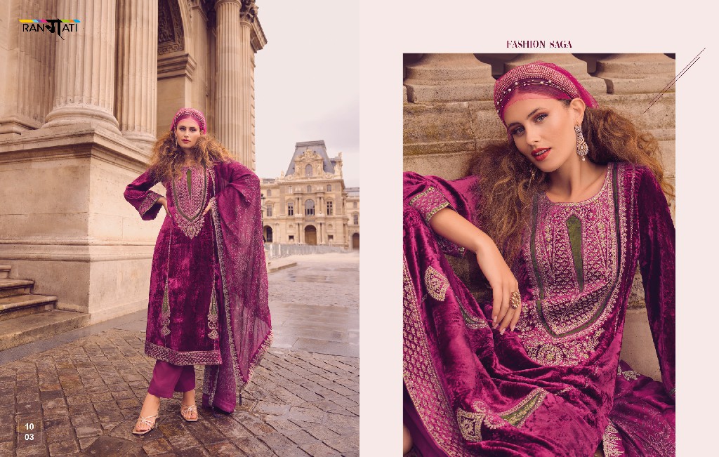 Rangati Azalea Wholesale Plush Velvet With Designer Work Winter Suits