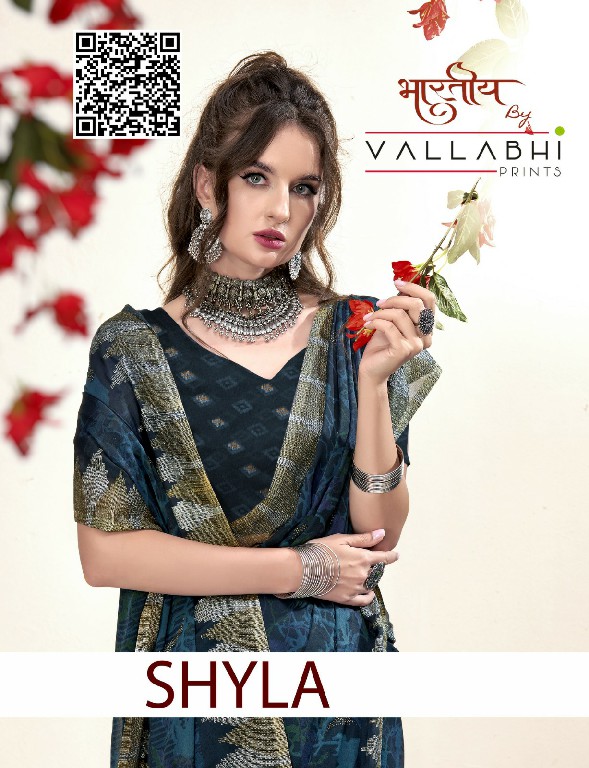 Vallabhi Shyla Wholesale Moss Georgette Indian Sarees