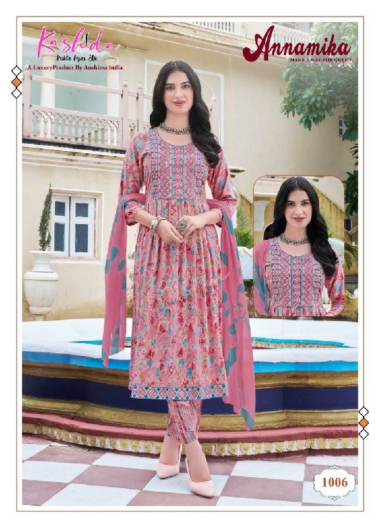 Kashida Annamika Vol-1 Wholesale Nayra Kurti Pant And Shiburi Dupatta