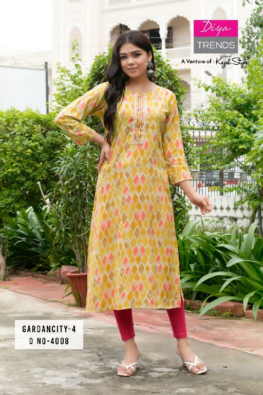 Diya Trends D.no 4001 To 4012 Series Wholesale Long Kurtis Combo