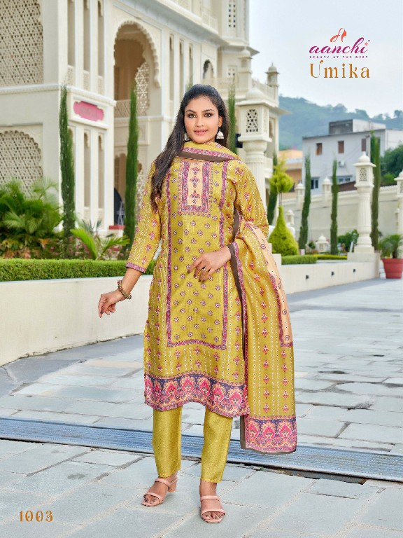 Aanchi Umika Wholesale Fancy Fabric With Crochet Work Top With Pant And Dupatta