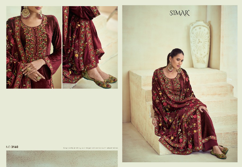 Glossy Simar Rang E Makhmali Vol-2 Wholesale Pure Viscose Velvet With Embroidery Work Winter Suits