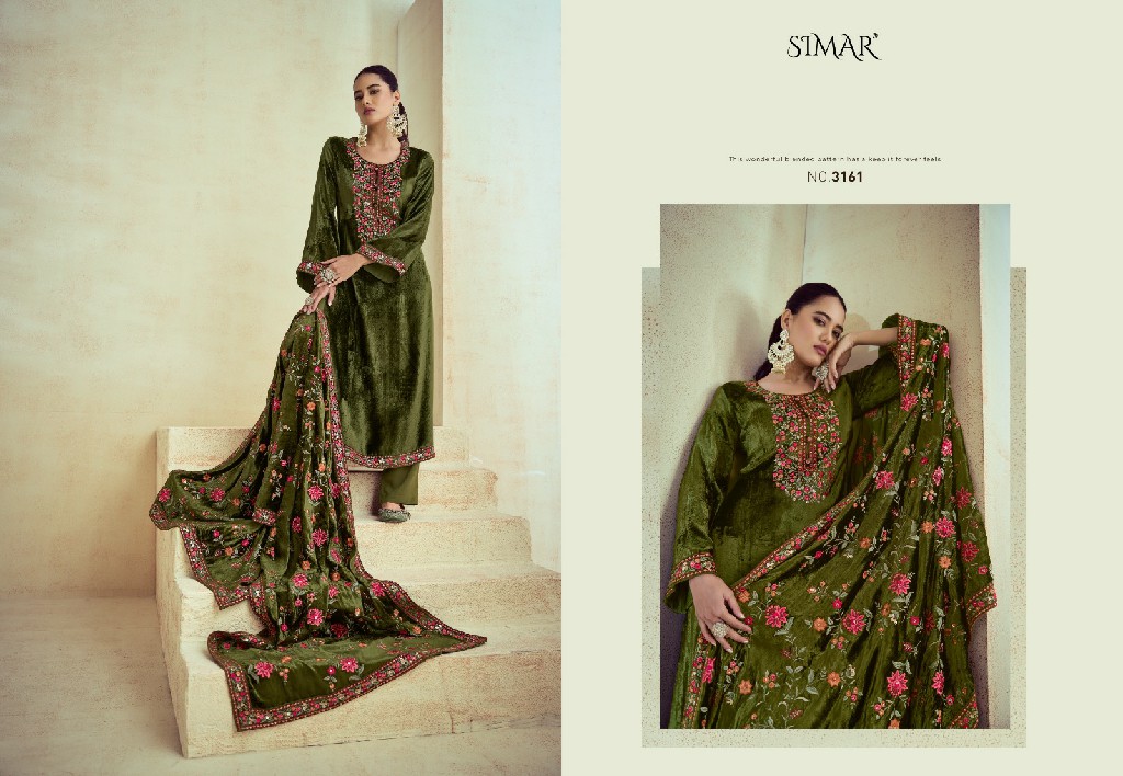 Glossy Simar Rang E Makhmali Vol-2 Wholesale Pure Viscose Velvet With Embroidery Work Winter Suits