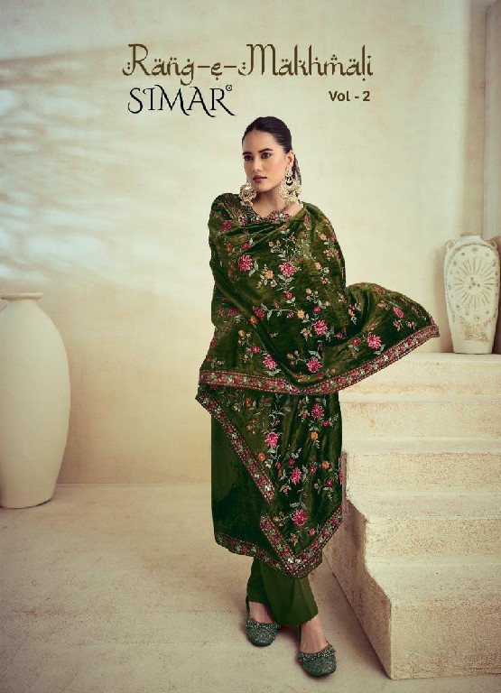 Glossy Simar Rang E Makhmali Vol-2 Wholesale Pure Viscose Velvet With Embroidery Work Winter Suits