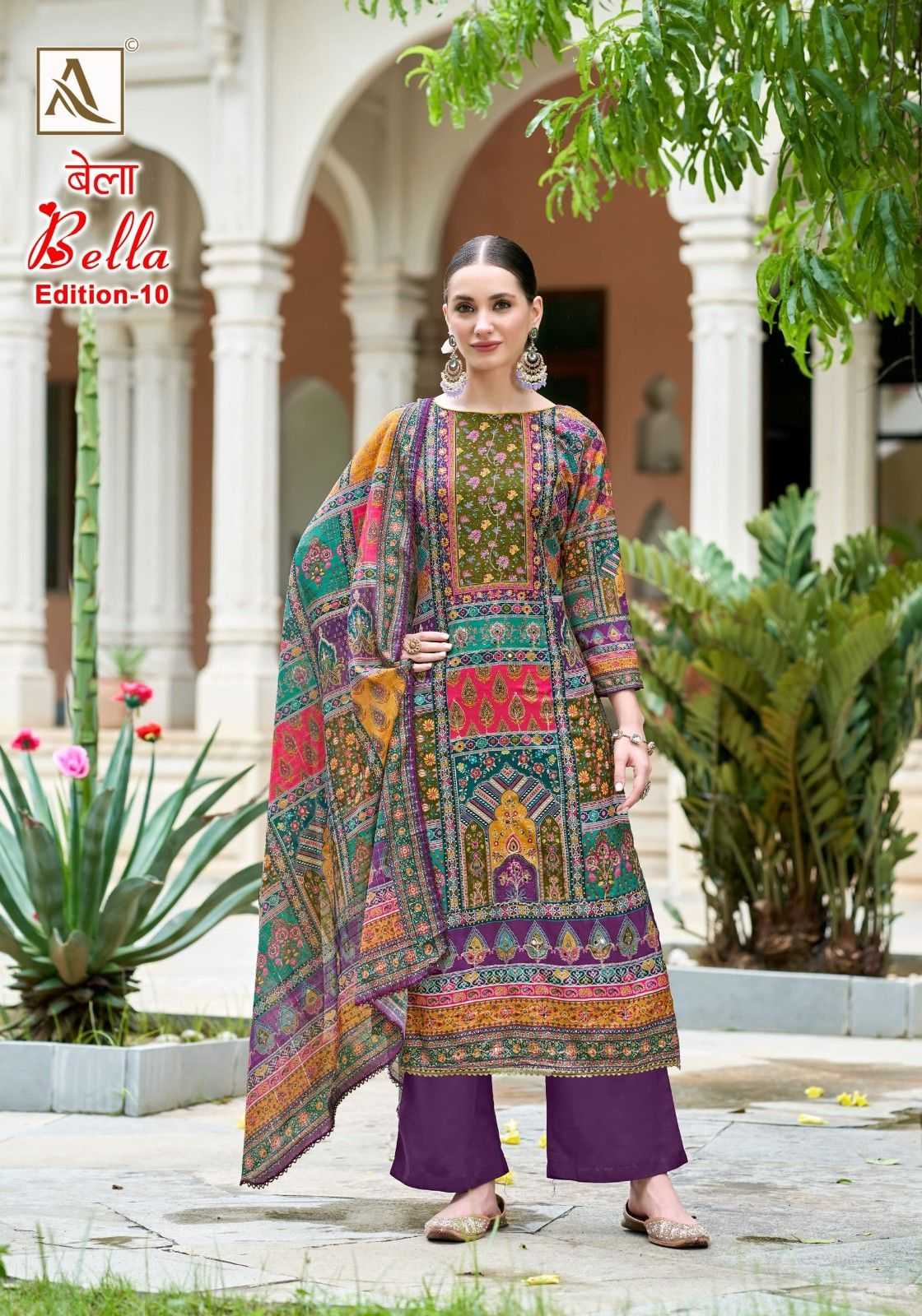 bellla vol 10 by alok suits pure muslin pakistani print suits