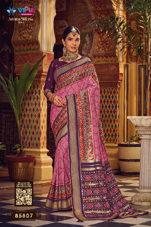 Vipul Aroma Silk Plus Vol-4 Wholesale Smooth Patola Silk Party Wear Sarees