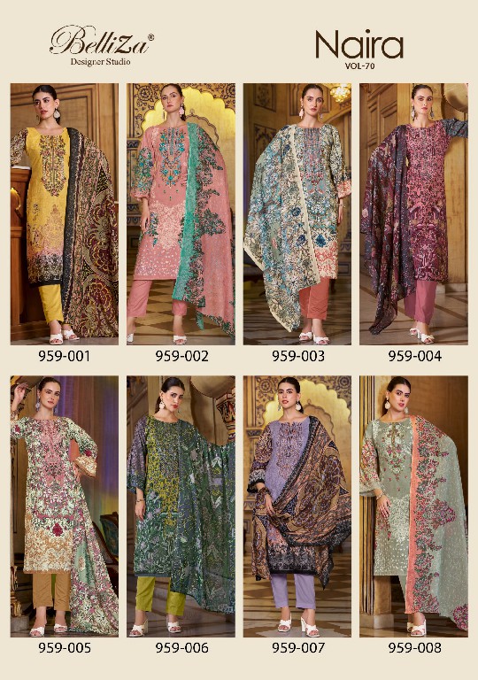 belliza designer naira vol 70 cotton digital prints 3pcs suits