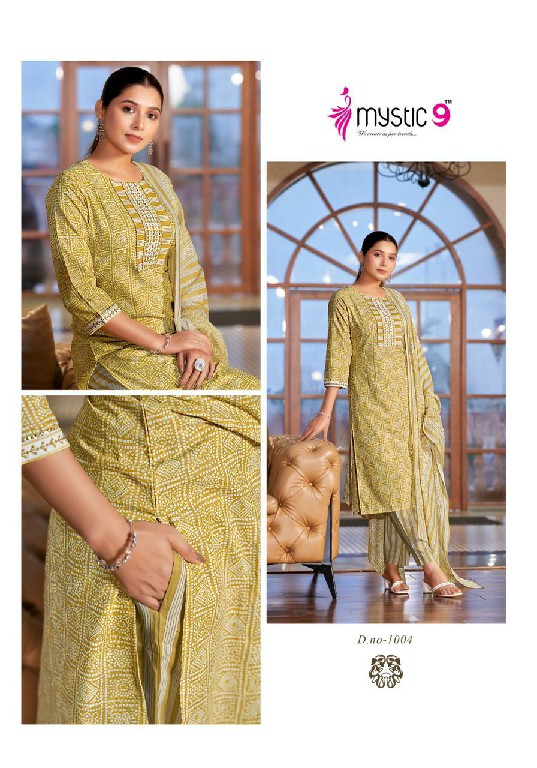 Mystic 9 Sofiya Vol-1 Wholesale Premium Cotton With Embroidery Kurti With Pant And Dupatta