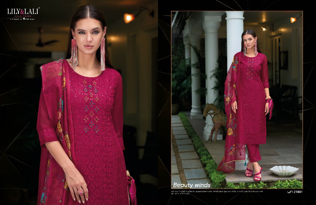 Lily And Lali Organza Chikan Kari Vol-3 Wholesale Schiffli And Hand Work Tops With Pant And Dupatta