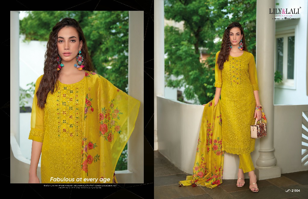 Lily And Lali Organza Chikan Kari Vol-3 Wholesale Schiffli And Hand Work Tops With Pant And Dupatta