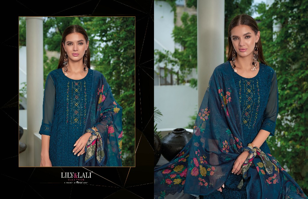 Lily And Lali Organza Chikan Kari Vol-3 Wholesale Schiffli And Hand Work Tops With Pant And Dupatta