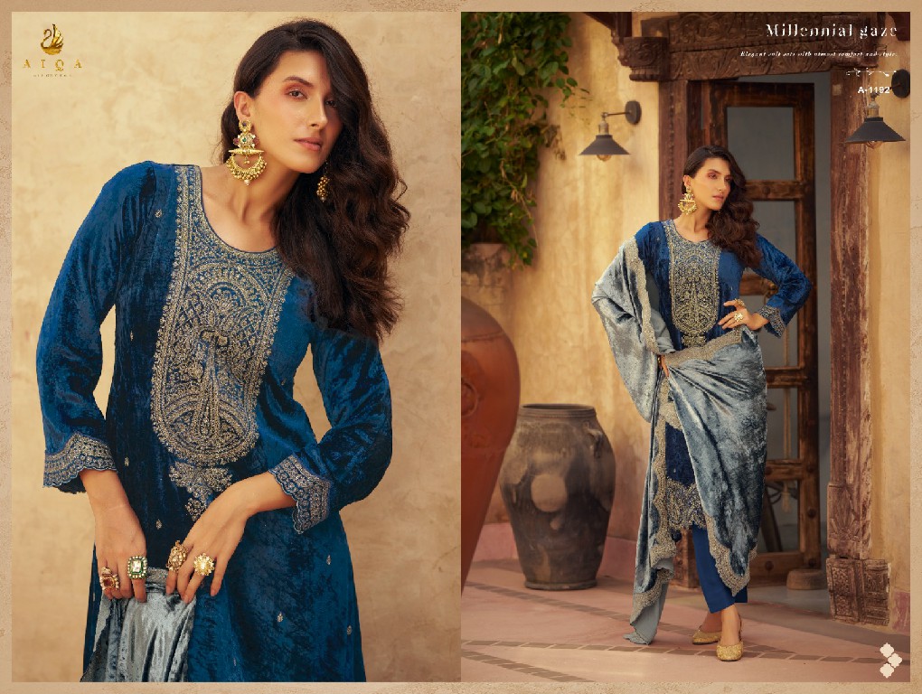 AIQA Shikarbagh Wholesale Pure Velvet With Fancy Work Winter Suits