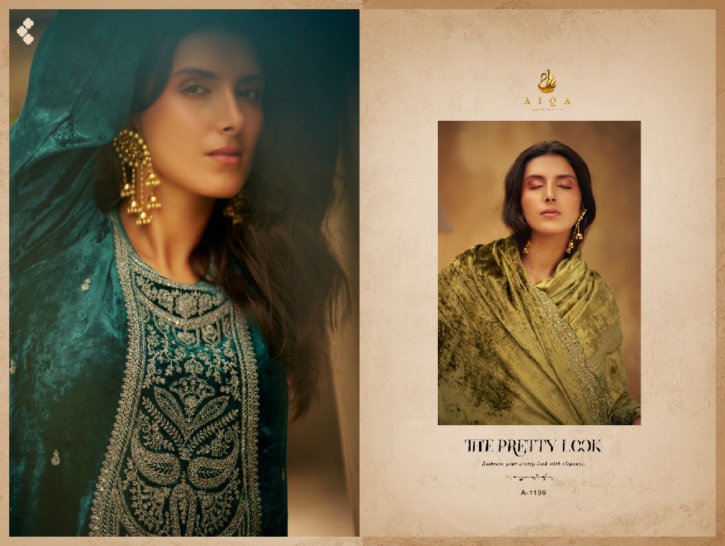 AIQA Shikarbagh Wholesale Pure Velvet With Fancy Work Winter Suits