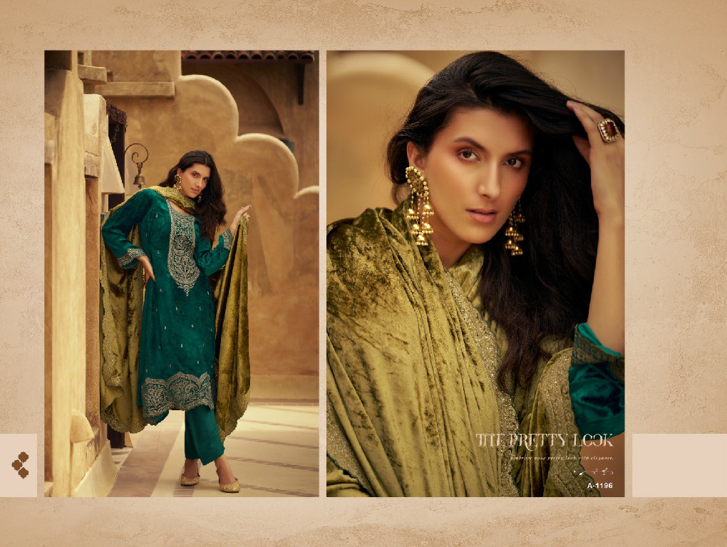 AIQA Shikarbagh Wholesale Pure Velvet With Fancy Work Winter Suits