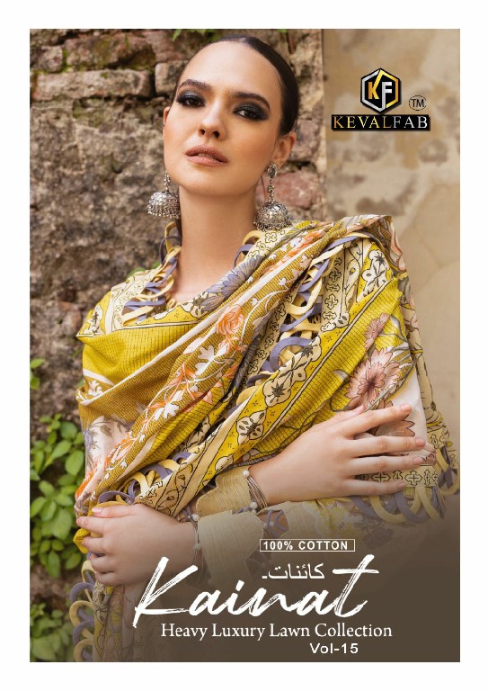 Keval Fab Kainat Vol-15 Luxury Lawn Collection Cotton Dress Material