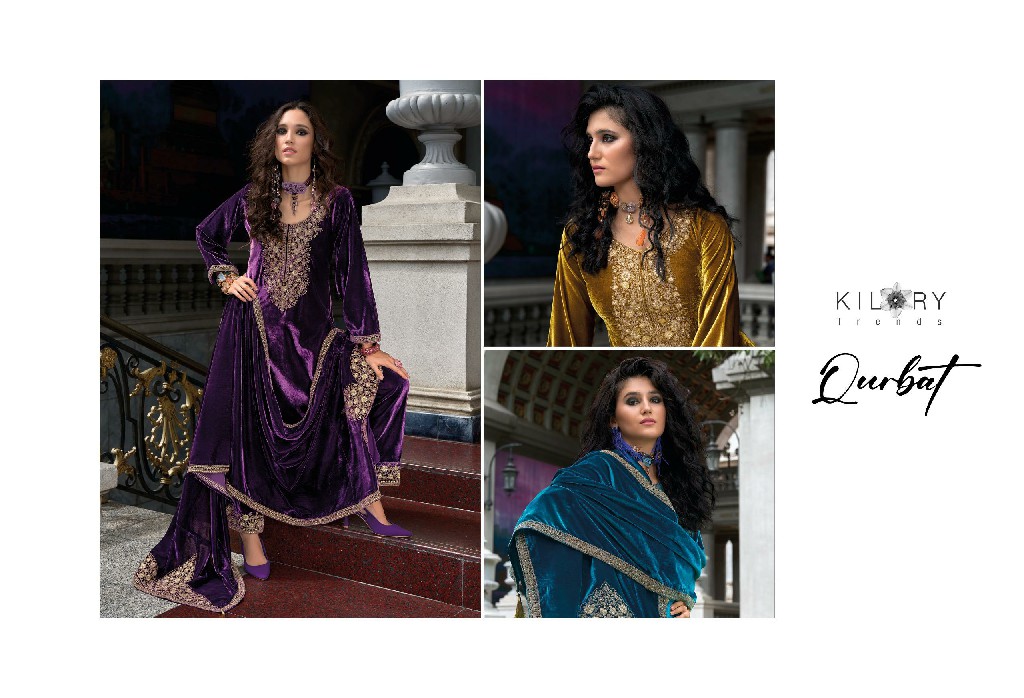 Kilory Qurbat Wholesale Pure Premium Velvet With Coding Work Winter Salwar Suits