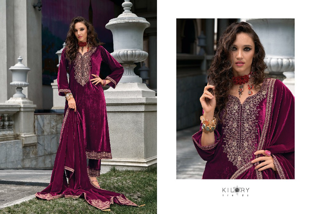 Kilory Qurbat Wholesale Pure Premium Velvet With Coding Work Winter Salwar Suits