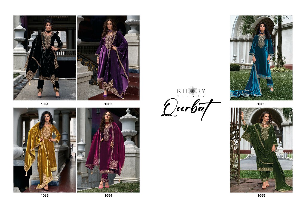 Kilory Qurbat Wholesale Pure Premium Velvet With Coding Work Winter Salwar Suits