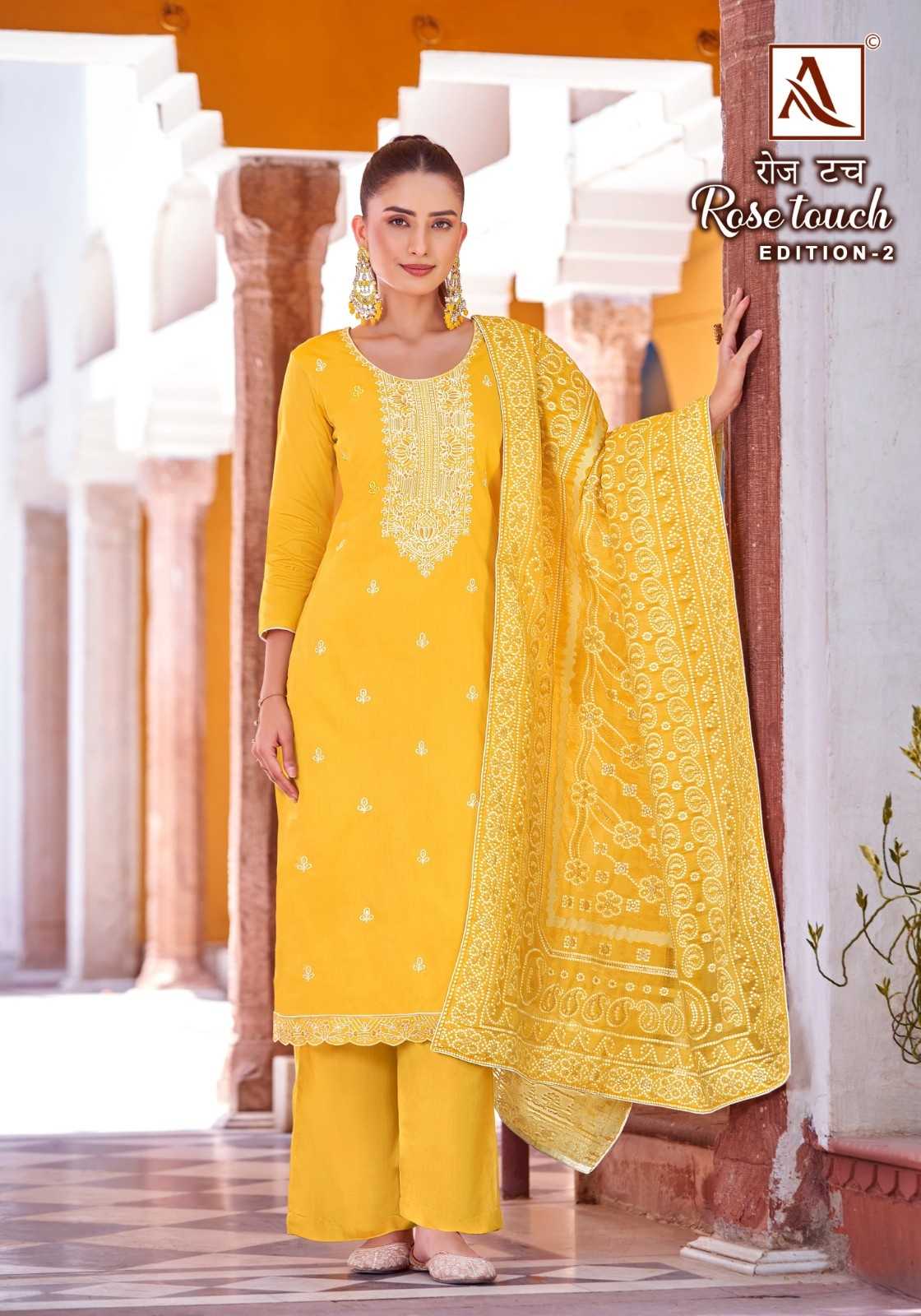 rose touch vol 2 by alok suits pure zam embroidery 3pcs suits