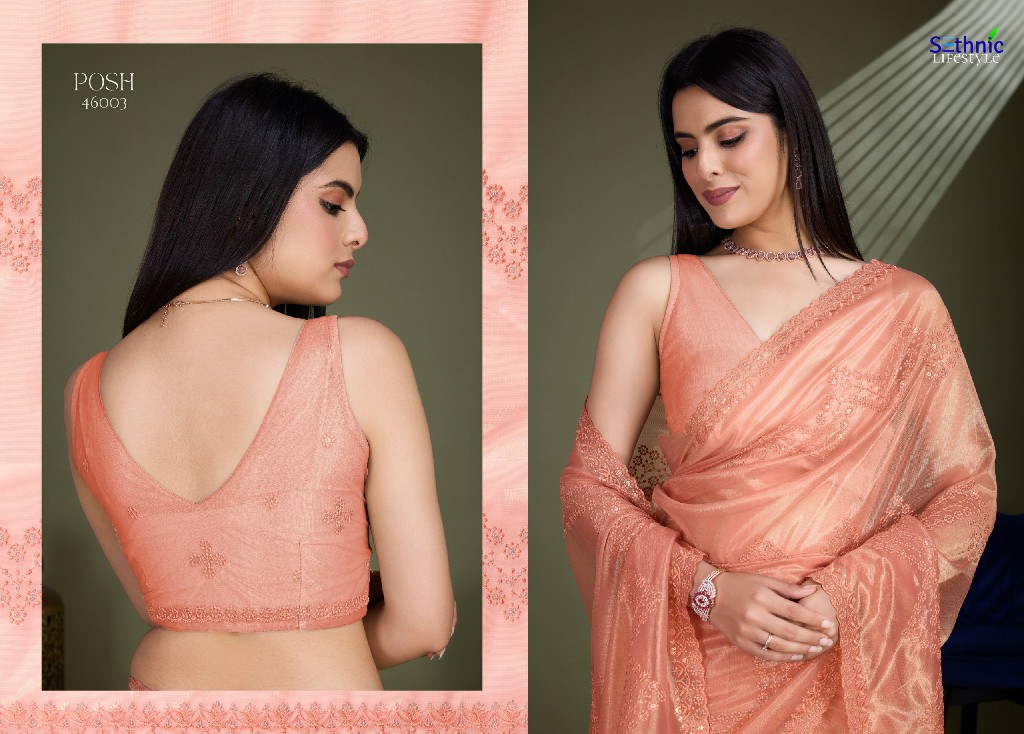 sethnic lifestyle posh 46001-46003 simmer net exclusive saree supplier