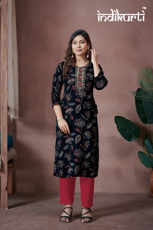 kajal by indikurti vertican rayon new trendy full stitch combo set long kurti