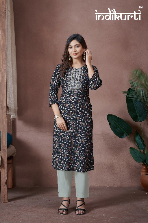 kajal by indikurti vertican rayon new trendy full stitch combo set long kurti