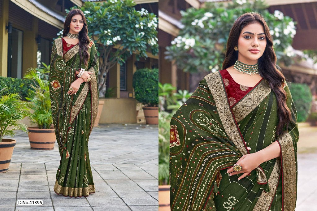 5D Designer Prisha Vol-6 Wholesale Moss Georgette With Jacquard Sarees