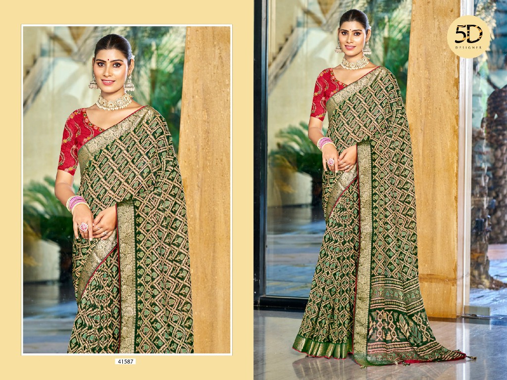 5D Designer Prisha Vol-8 Wholesale Moss Georgette With Jacquard Sarees