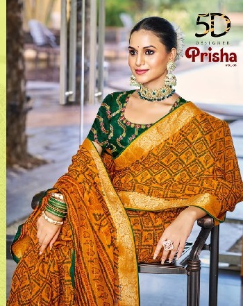 5D Designer Prisha Vol-8 Wholesale Moss Georgette With Jacquard Sarees