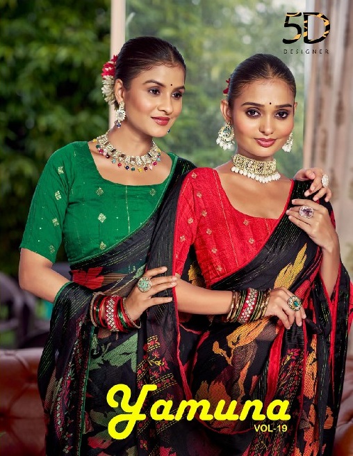 yamuna vol 19 by 5d designer beautiful moss chiffon saree collection