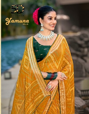 yamuna vol 20 by 5d designer beautiful moss chiffon saree collection