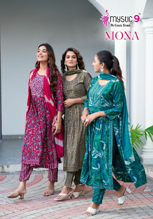 Mystic 9 Mona Vol-1 Wholesale Premium Quality Nyra Cut Kurtis With Pant And Dupatta