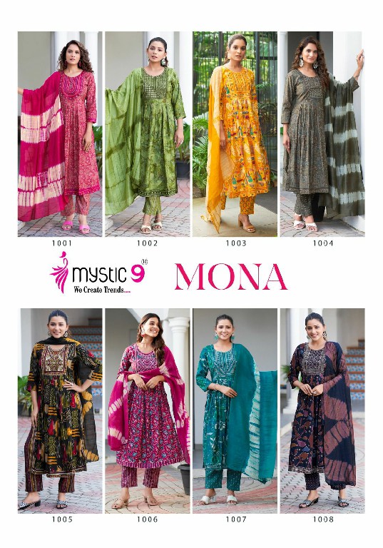 Mystic 9 Mona Vol-1 Wholesale Premium Quality Nyra Cut Kurtis With Pant And Dupatta