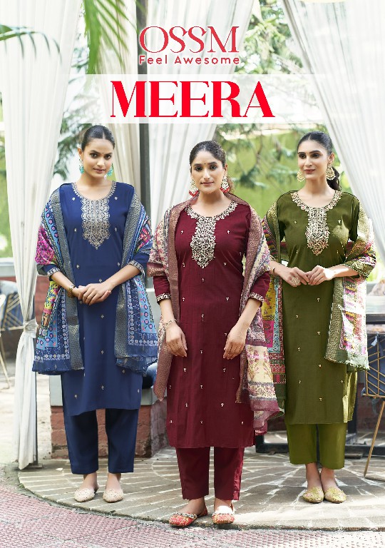 OSSM Meera Wholesale Viscose Vetican Silk Tops With Pant And Dupatta