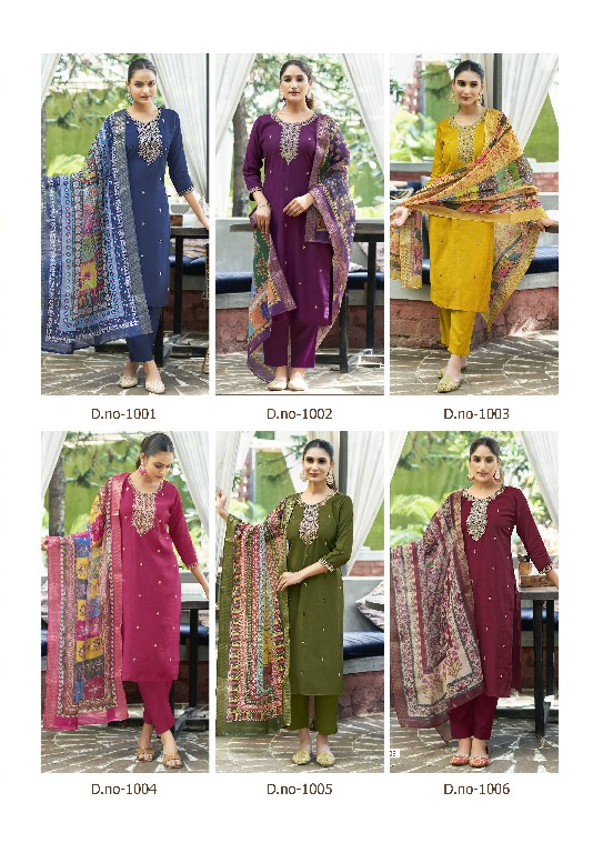 OSSM Meera Wholesale Viscose Vetican Silk Tops With Pant And Dupatta