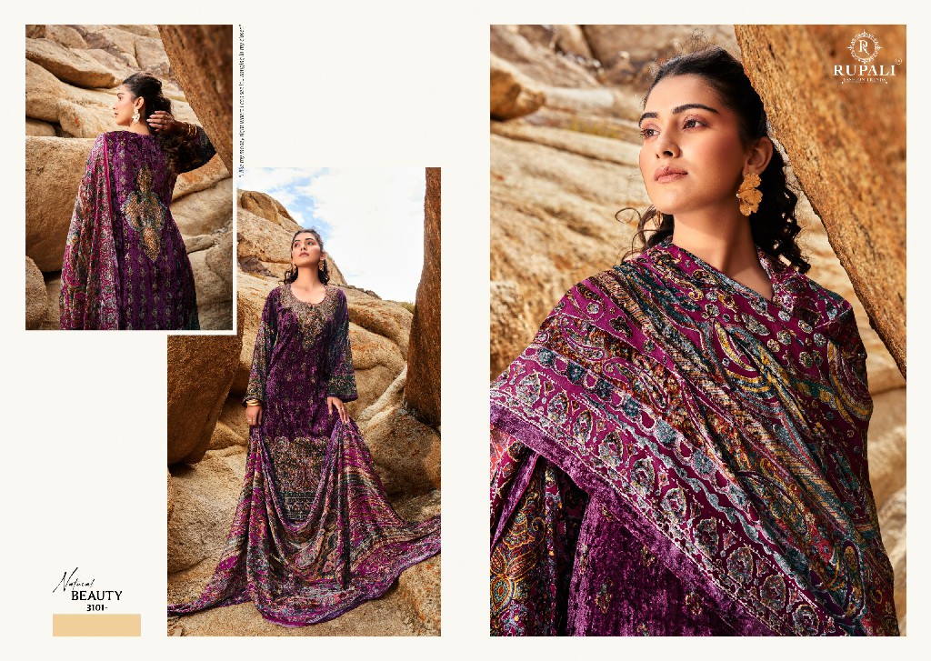 Rupali Begum Wholesale Pure Viscose Velvet Brasso Cut Winter Salwar Suits