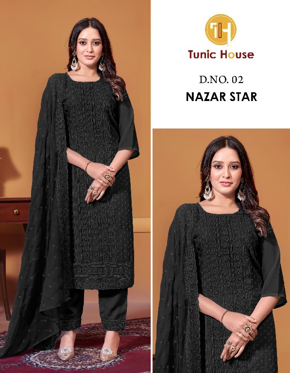 Tunic House Nazar Star Wholesale Fully Schiffli Work Readymade Suits Combo