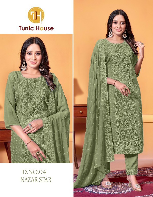 Tunic House Nazar Star Wholesale Fully Schiffli Work Readymade Suits Combo