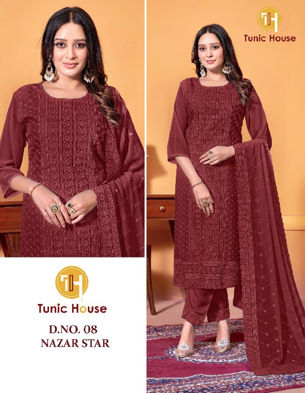 Tunic House Nazar Star Wholesale Fully Schiffli Work Readymade Suits Combo